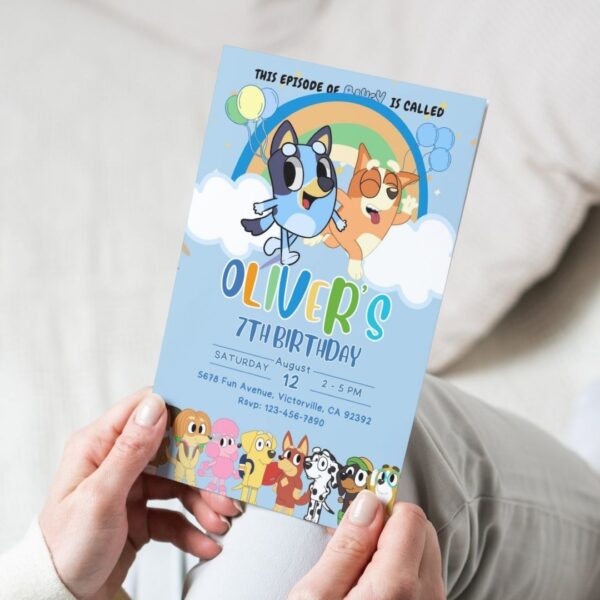 Blue Bluey Birthday Invitation | Colorful Celebration with Friends | Printable & Editable - Image 5