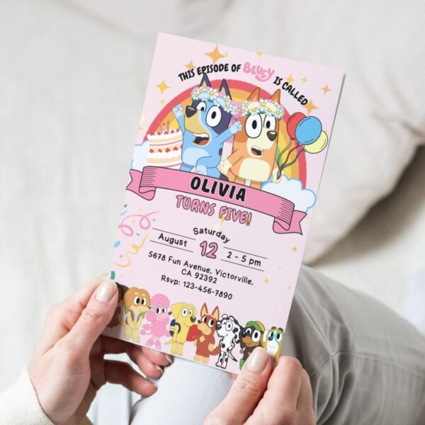 Pink Bluey Birthday Invitation | Colorful Celebration with Friends | Printable & Editable - Image 5