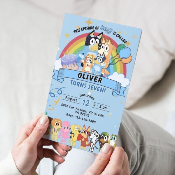 Blue Bluey Birthday Invitation | Colorful Celebration with Friends | Printable & Editable - Image 5