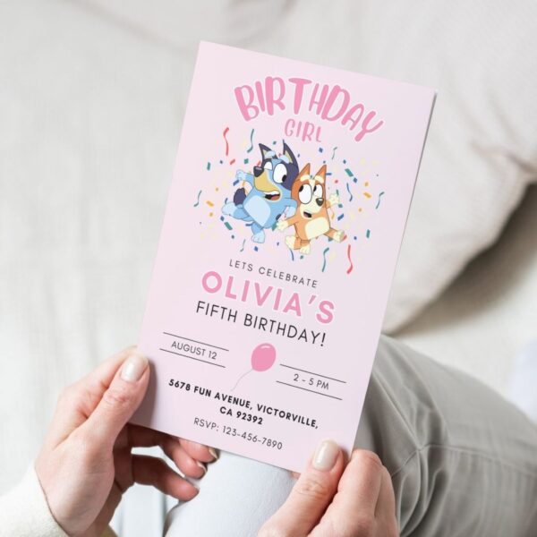 Bluey Birthday Invitation | Minimalist Pink Design | Editable & Printable - Image 4